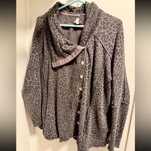 Free People Leopard Print Cowelneck